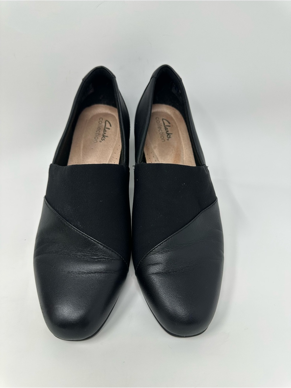 Clarks Juliet Palm Shoes Womens Size 10W Black Leather Slip On Loafers
